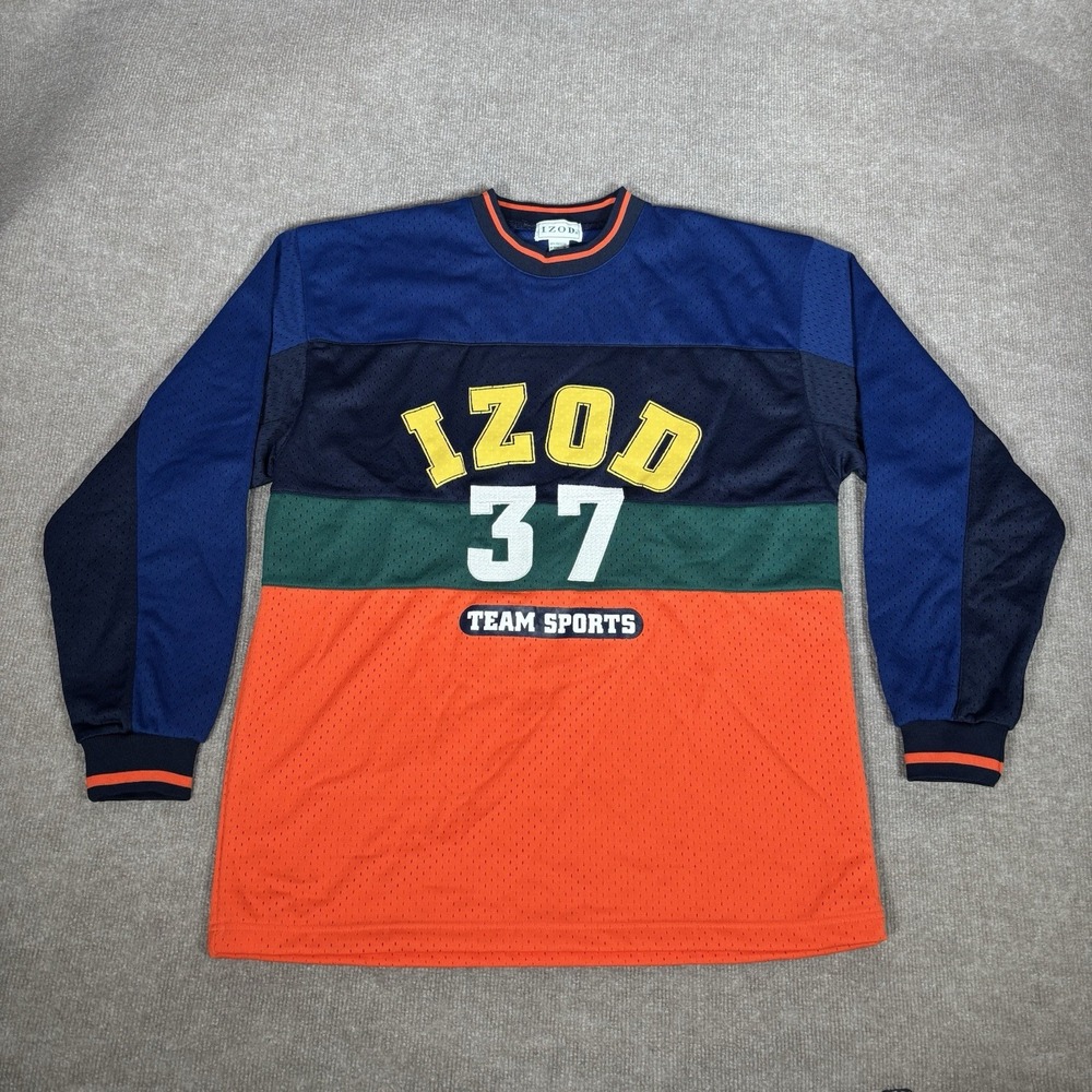 Vintage 90s IZOD Jersey Mens L Pullover Long Sleeve Colorblock Team Sports Rugby